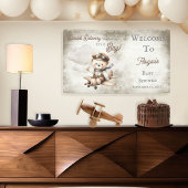 Vliegtuig Teddy Bear Special Delivery Baby shower Spandoek