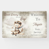 Vliegtuig Teddy Bear Special Delivery Baby shower Spandoek (Horizontaal)