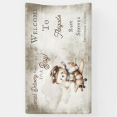 Vliegtuig Teddy Bear Special Delivery Baby shower Spandoek (Verticaal)
