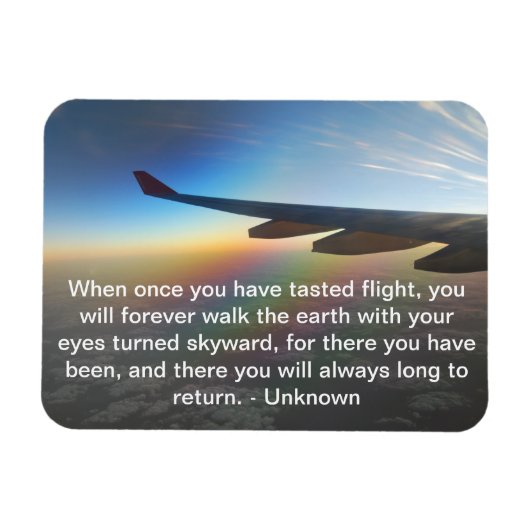 Vliegtuig tegen een kleurrijke instelzon magneet (Horizontaal)