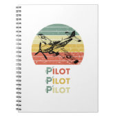 Vliegtuig tegen een Retro  Sunset, Aviation Notitieboek (Voorkant)