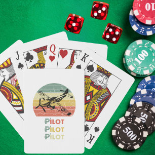 Vliegtuig tegen een Retro Vintage Zonsondergang, L Pokerkaarten