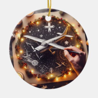 Vliegtuig Tekening Kerstmis Ornament