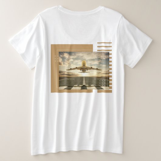 Vliegtuig Thema ontwerp Plus Size T-shirt (Design achterkant)