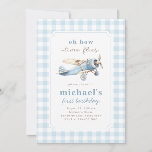 Vliegtuig Tijd vliegt Reis 1e Verjaardag Kaart (Voorkant)