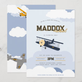  Vliegtuig Tijd vliegt Retro Eerste Verjaardag Kaart