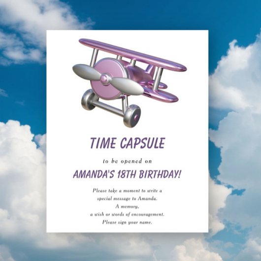 Vliegtuig Tijdcapsule 1e verjaardag Poster