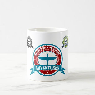 Vliegtuig Toerisme Avonturen Logo Aviation Koffiemok