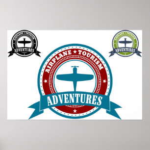Vliegtuig Toerisme Avonturen Logo Aviation Poster