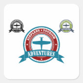  Vliegtuig Toerisme Avonturen Logo Aviation Vierkante Sticker (Voorkant)