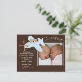 Vliegtuig Twins Girl & Boy Birth Annoucement Aankondiging (Staand voorkant)