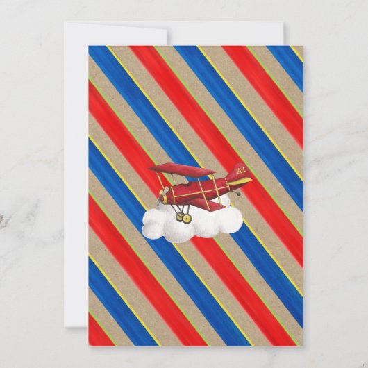 Vliegtuig Uitnodiging, 1e Verjaardag voor Jongen Kaart (Achterkant)