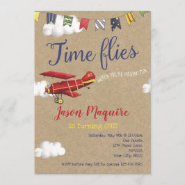  Vliegtuig Uitnodiging, 1e Verjaardag voor Jongen Kaart