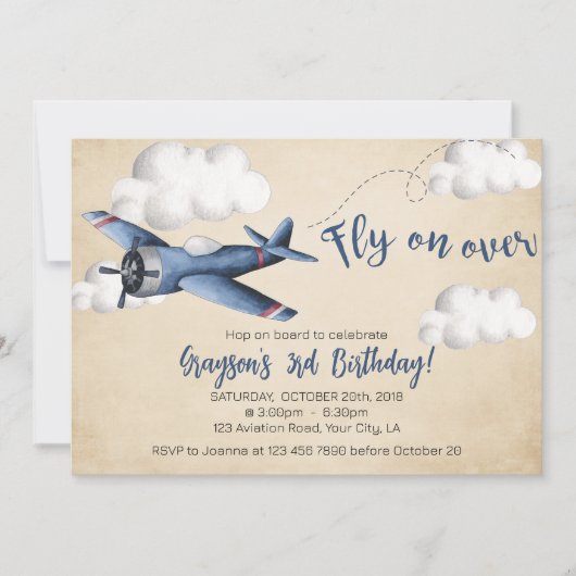  vliegtuig uitnodiging ter gelegenheid van zondag (Voorkant)