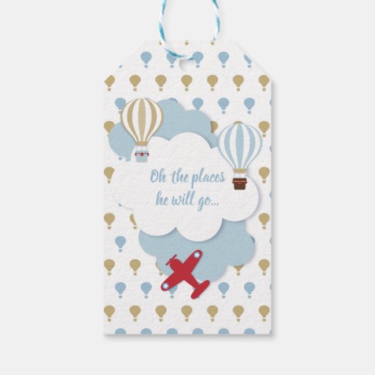 Vliegtuig/ Up and Away Verjaardag Labels Cadeaulabel (Achterkant)
