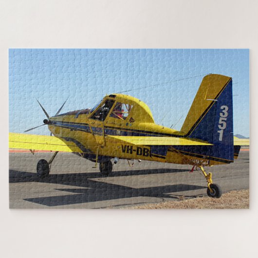 Vliegtuig van Air Tractor (geel en blauw) Legpuzzel (Horizontaal)