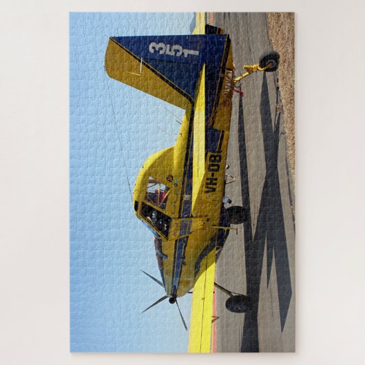 Vliegtuig van Air Tractor (geel en blauw) Legpuzzel (Verticaal)