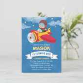 Vliegtuig van Cute Boy 1st Birthday Party Kaart (Staand voorkant)