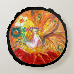 VLIEGTUIG VAN DE STROMEN, Zwarte Fantastisch Rond Kussen