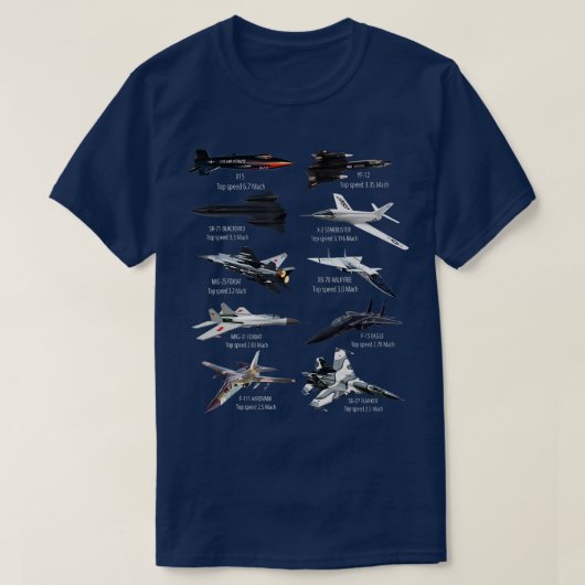 Vliegtuig van het snelste Jet Fighters-vliegtuig v T-shirt (Design voorkant)