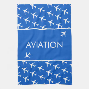 Vliegtuig van het witte-vliegveld Funky Pilot Theedoek