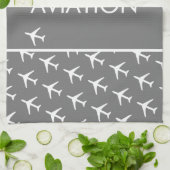 Vliegtuig van het witte-vliegveld Funky Pilot Theedoek (Gevouwen)