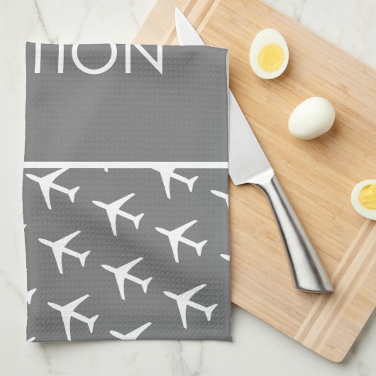 Vliegtuig van het witte-vliegveld Funky Pilot Theedoek (Quarter Fold)