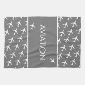 Vliegtuig van het witte-vliegveld Funky Pilot Theedoek (Horizontaal)