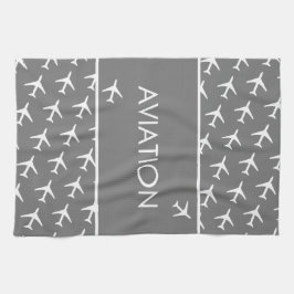 Vliegtuig van het witte-vliegveld Funky Pilot Theedoek