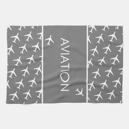 Vliegtuig van het witte-vliegveld Funky Pilot Theedoek (Horizontaal)