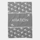 Vliegtuig van het witte-vliegveld Funky Pilot Theedoek (Verticaal)