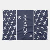 Vliegtuig van het witte-vliegveld Funky Pilot Theedoek (Horizontaal)