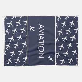 Vliegtuig van het witte-vliegveld Funky Pilot Theedoek