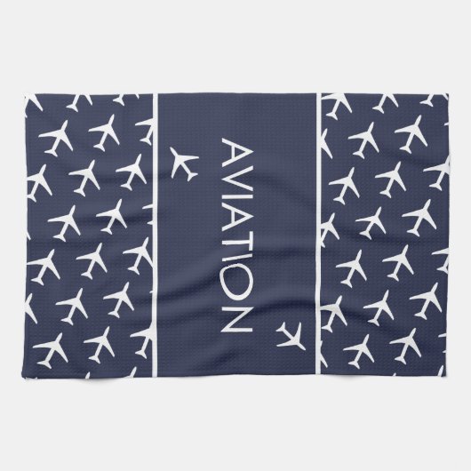 Vliegtuig van het witte-vliegveld Funky Pilot Theedoek (Horizontaal)