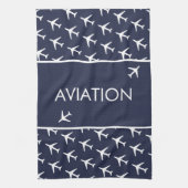 Vliegtuig van het witte-vliegveld Funky Pilot Theedoek (Verticaal)