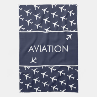 Vliegtuig van het witte-vliegveld Funky Pilot Theedoek