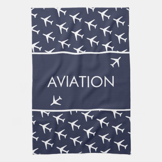 Vliegtuig van het witte-vliegveld Funky Pilot Theedoek (Verticaal)