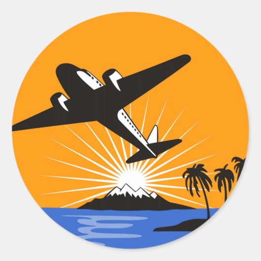 vliegtuig van propellervliegtuig vliegend ronde sticker (Voorkant)