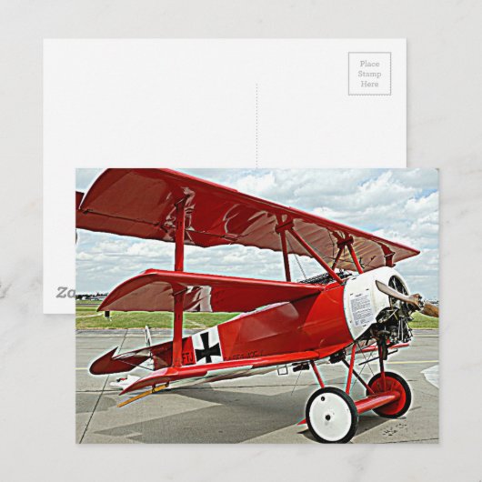 Vliegtuig van Red Baron Briefkaart (Voorkant / Achterkant)