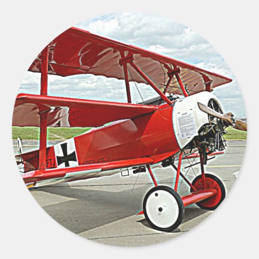 Vliegtuig van Red Baron Ronde Sticker (Voorkant)