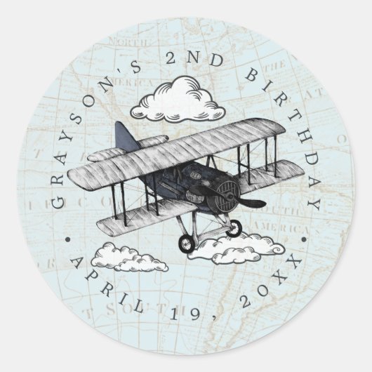 vliegtuig | Vergoeding reisdag Ronde Sticker (Voorkant)