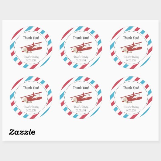 Vliegtuig Verjaardag Dank u Sticker (Vel)