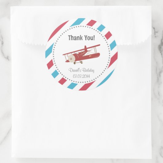 Vliegtuig Verjaardag Dank u Sticker (Tas)