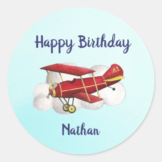 Vliegtuig Verjaardag Dank u Stickers (Voorkant)