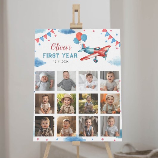 Vliegtuig Verjaardag Foto Mijlpaal teken Poster