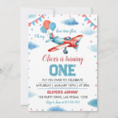 Vliegtuig Verjaardag Oh My Time vliegt Uitnodiging (Voorkant)