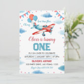 Vliegtuig Verjaardag Oh My Time vliegt Uitnodiging (Staand voorkant)