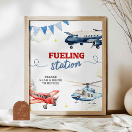 Vliegtuig Verjaardag Tanken Station Custom Sign Poster