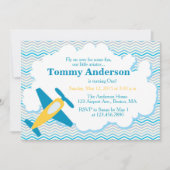 Vliegtuig Verjaardag Uitnodiging Chevron (Voorkant)