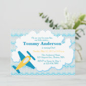 Vliegtuig Verjaardag Uitnodiging Chevron (Staand voorkant)